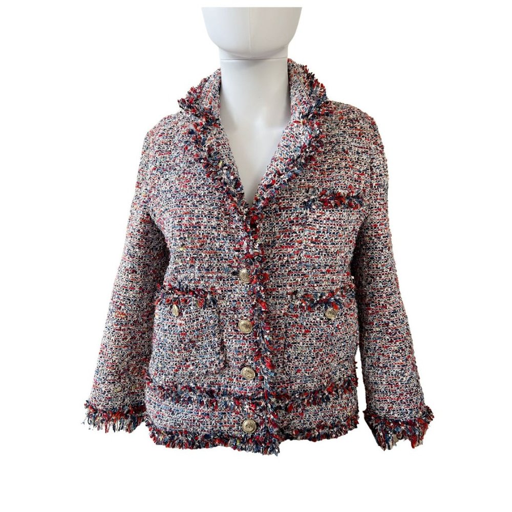 Zara Multi Colour Tweed Button Front Jacket Sz Small